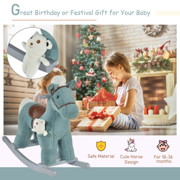 Plush Rocking Horse with Fun Realistic Sounds, Blue