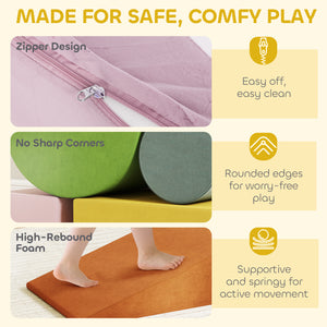 Climbing toys with removable cover for crawling and sliding, orange/green