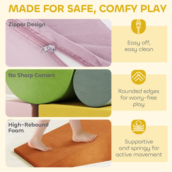 Climbing toys with removable cover for crawling and sliding, orange/green