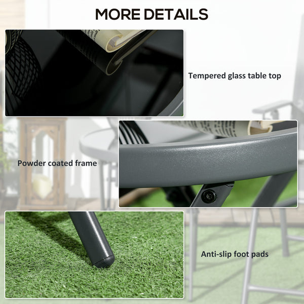 Round folding outdoor side table, black