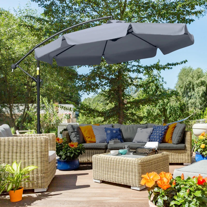 9-foot cantilever parasol with easy tilt adjustment, dark grey