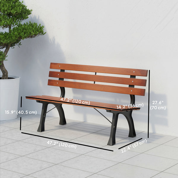 Two-seater garden bench in aluminium and wood with slatted backrest