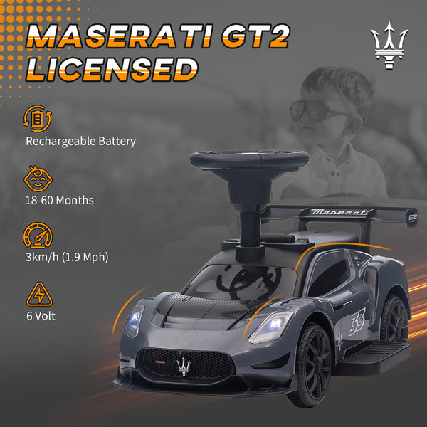 Maserati GT2 6V for toddler, gray