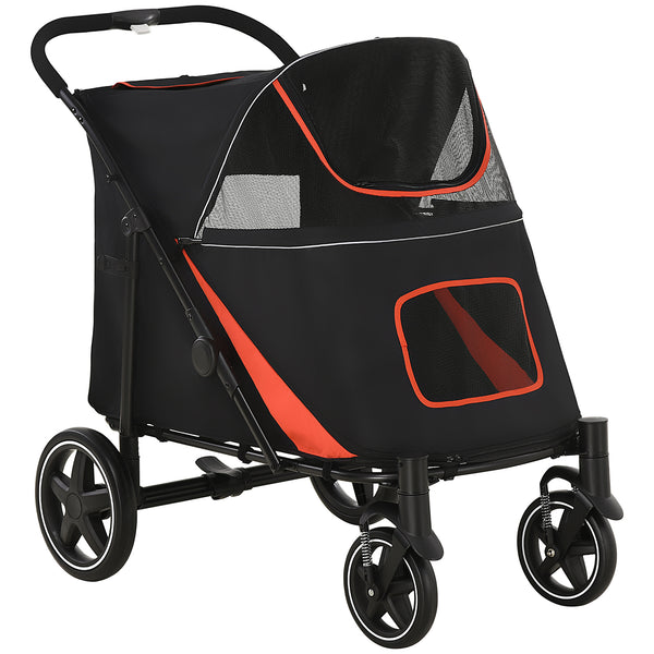Foldable Pet Stroller for Large and Medium Dogs, Black