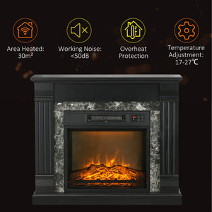Electric fireplace with 1400W black wooden chimney 