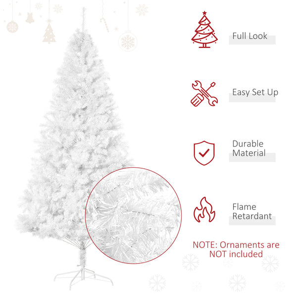 7ft White Artificial Christmas Tree with 1,230 Branches and Metal Stand