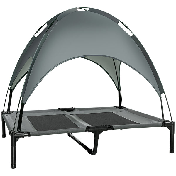 Elevated dog bed for large dog with carry bag, grey