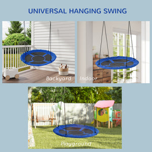 Saucer Swing with Adjustable Hanging Ropes, Blue