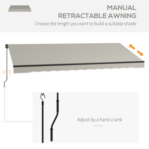 15' x 10' Retractable Awning, 280gsm UV Resistant Sunshade Shelter, for Deck, Balcony, Yard, Light Grey