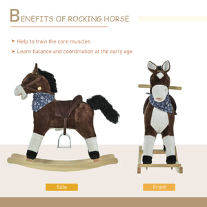 Cowboy Style Rocking Horse with Realistic and Fun Sounds, Brown