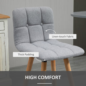 Set of 2 modern bar stools with solid wood legs, grey