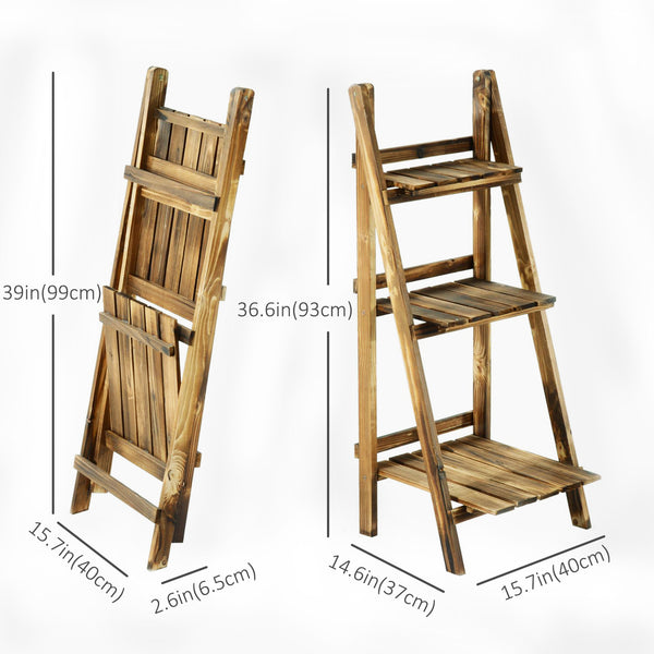3-Tier Folding Wooden Plant Stand 