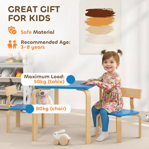 Table and 2 chairs set, blue