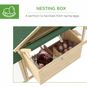 Wooden chicken coop or outdoor hutch for garden with nest box, run, ramp and drawer