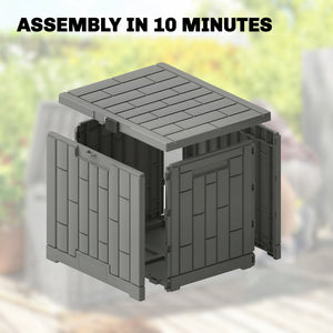 30-Gallon Outdoor Resin Storage Deck Box, Lockable, Splash-Proof, and UV-Resistant.