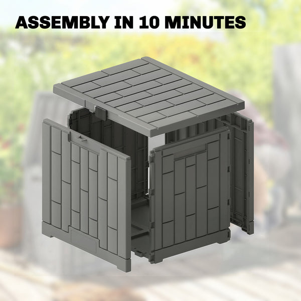 30-Gallon Outdoor Resin Storage Deck Box, Lockable, Splash-Proof, and UV-Resistant.