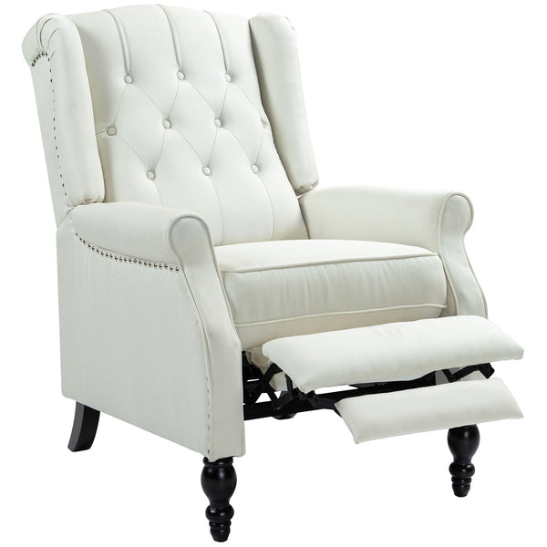 Recliner chair with footrest, cream white