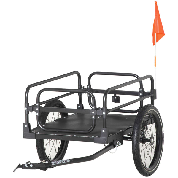 Bicycle trailer with suspension, triple safety system, black