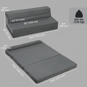 53.9" Dark Gray Corduroy Folding Floor Sofa