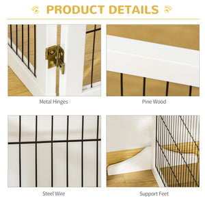 Freestanding wooden barrier with 2 support feet, white