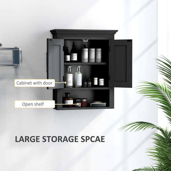 Toilet storage cabinet with shelf, black
