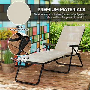 Reclining lounge chair with 6-position adjustable backrest, beige