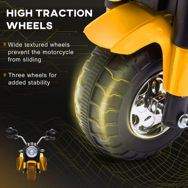 6V 3-wheel electric motorcycle, yellow