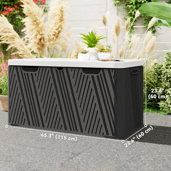 Waterproof and lockable outdoor storage box for garden tools and pool accessories