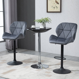 Set of 2 bar stools without armrests, grey