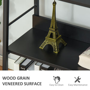 Modern bookcase with wide 5-tier shelves, metal frame, black