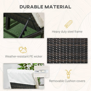 Patio Lounge Chair with 5-Level Adjustable Backrest, Headrest, Cream White