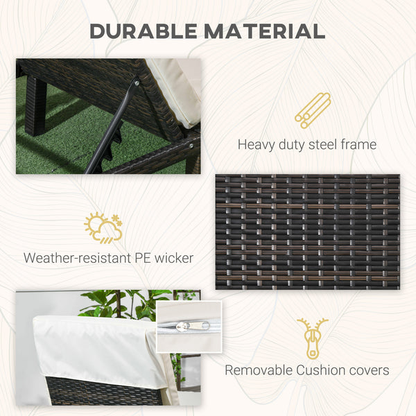 Patio Lounge Chair with 5-Level Adjustable Backrest, Headrest, Cream White