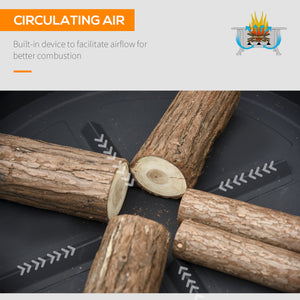 31" Outdoor Fire Pit, 2 in 1, with Lid, BBQ and Poker, for Garden and Camping, Black