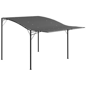 8 x 10 metal pergola with extendable side awning, dark grey