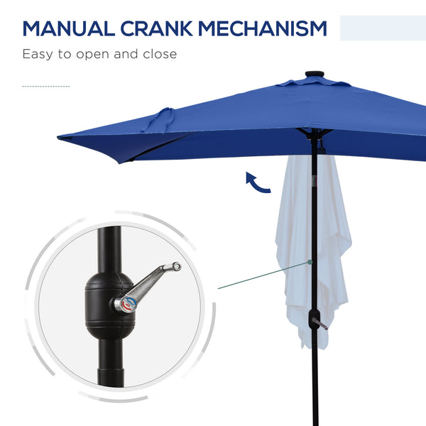 9.7-foot parasol with 22 solar LED lights and tilt, dark blue 