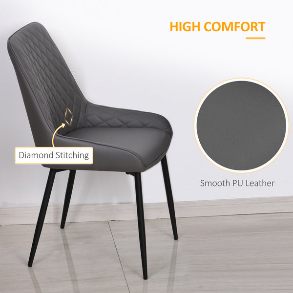 Set of 2 upholstered kitchen chairs, grey