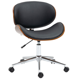 Black office chair in faux leather and bentwood