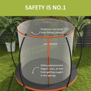 10ft Trampoline with Enclosure Net and Ladder, Orange