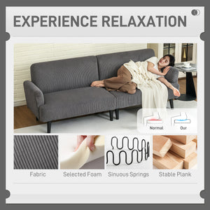 3-seater corduroy sofa with rubberwood legs and extra-wide seat, grey