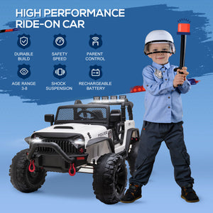 12V Police Jeep with Parental Remote Control, White