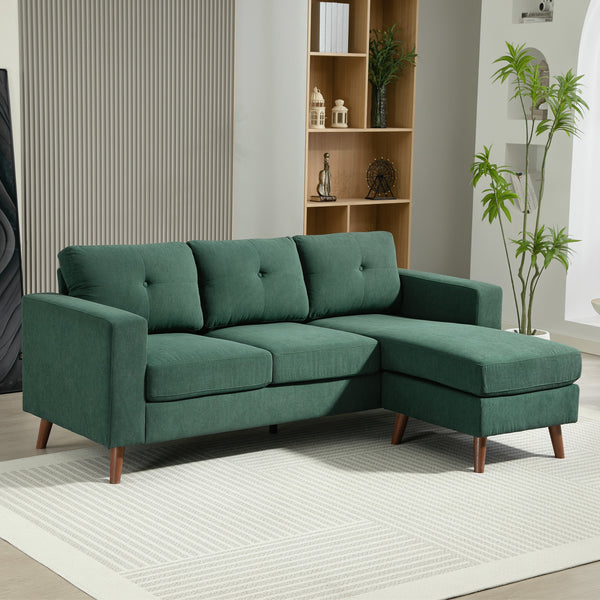 Sectional sofa with convertible chaise longue, dark green