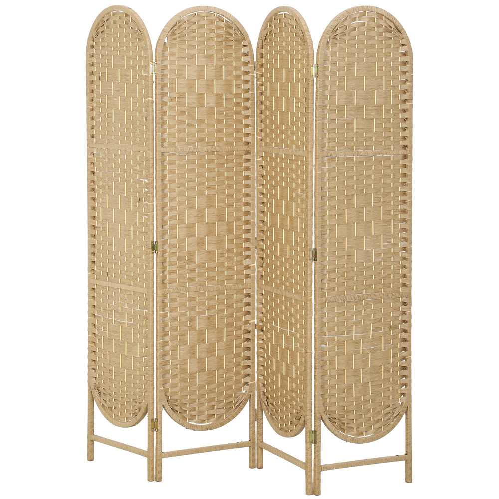 Bohemian 4-panel screen with arched top, made of natural wood