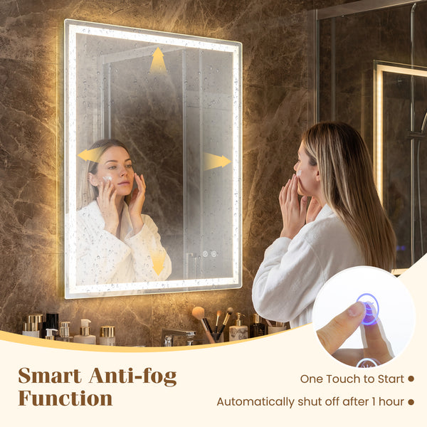 Miroir de salle de bain LED 24 x 32 pouces avec éclairage frontal et éclairage arrière