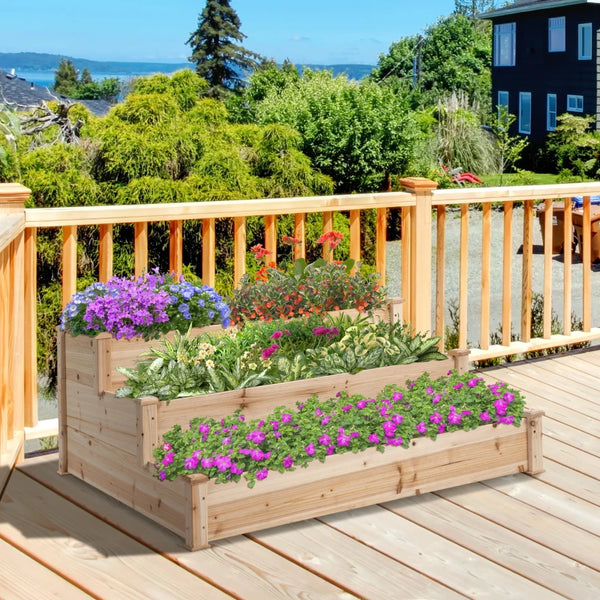 3-Tier Raised Garden Bed Kit, Natural Color