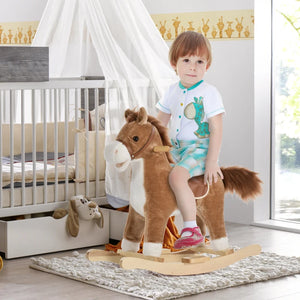 Plush Rocking Horse with Sounds, Brown
