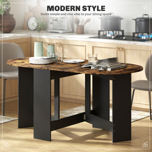 Space-saving drop-leaf kitchen table for dining and living room, rustic brown