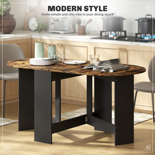 Space-saving drop-leaf kitchen table for dining and living room, rustic brown