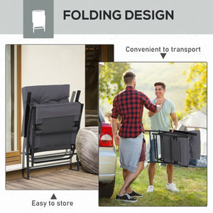 Set of 2 folding outdoor chairs with adjustable backrest, grey