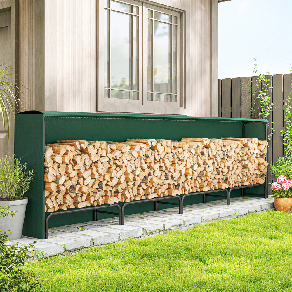 Wood rack with waterproof cover, 500 kg log storage rack