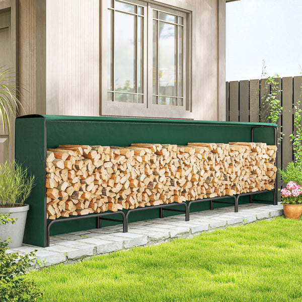 Wood rack with waterproof cover, 500 kg log storage rack